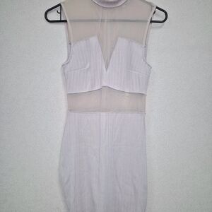 Elegant Sheer Panel Dress in Tan